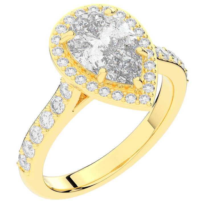 2.50CT.TW PEAR LAB DIAMOND HALO ENGAGEMENT RING - Nazarelle