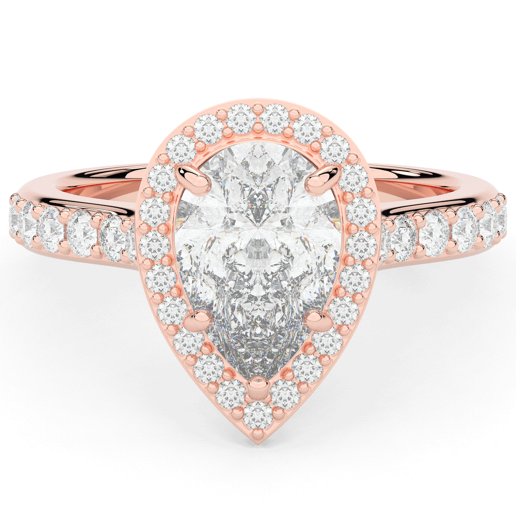 2.50CT.TW PEAR LAB DIAMOND HALO ENGAGEMENT RING - Nazarelle