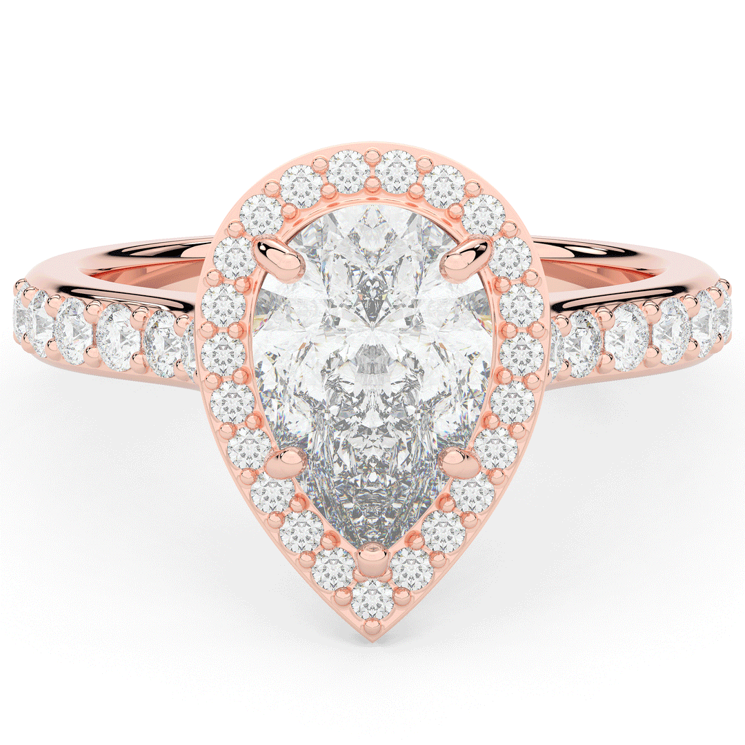 2.50CT.TW PEAR LAB DIAMOND HALO ENGAGEMENT RING - Nazarelle