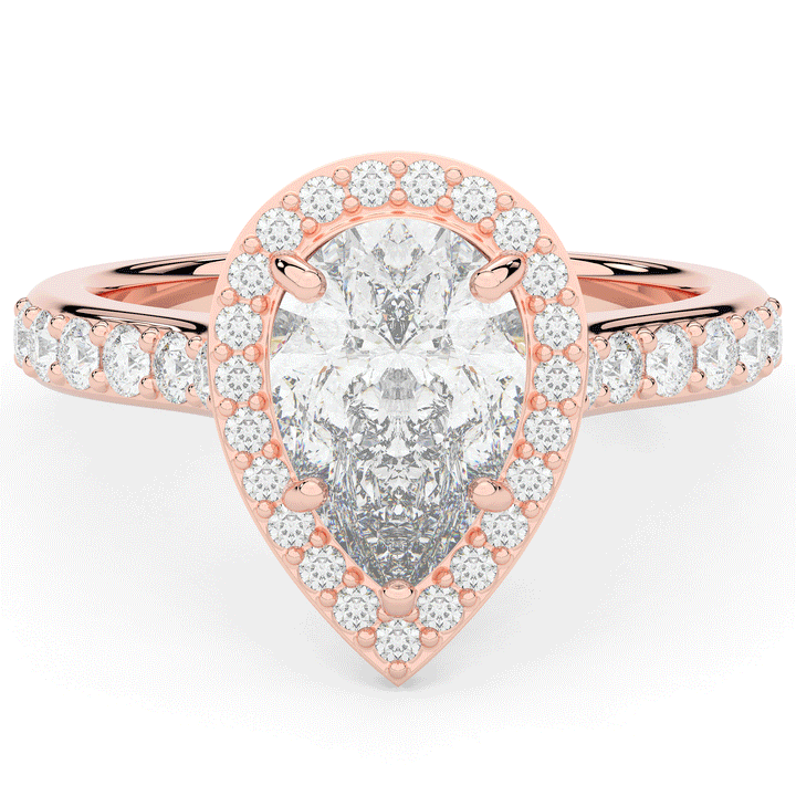 2.50CT.TW PEAR LAB DIAMOND HALO ENGAGEMENT RING - Nazarelle