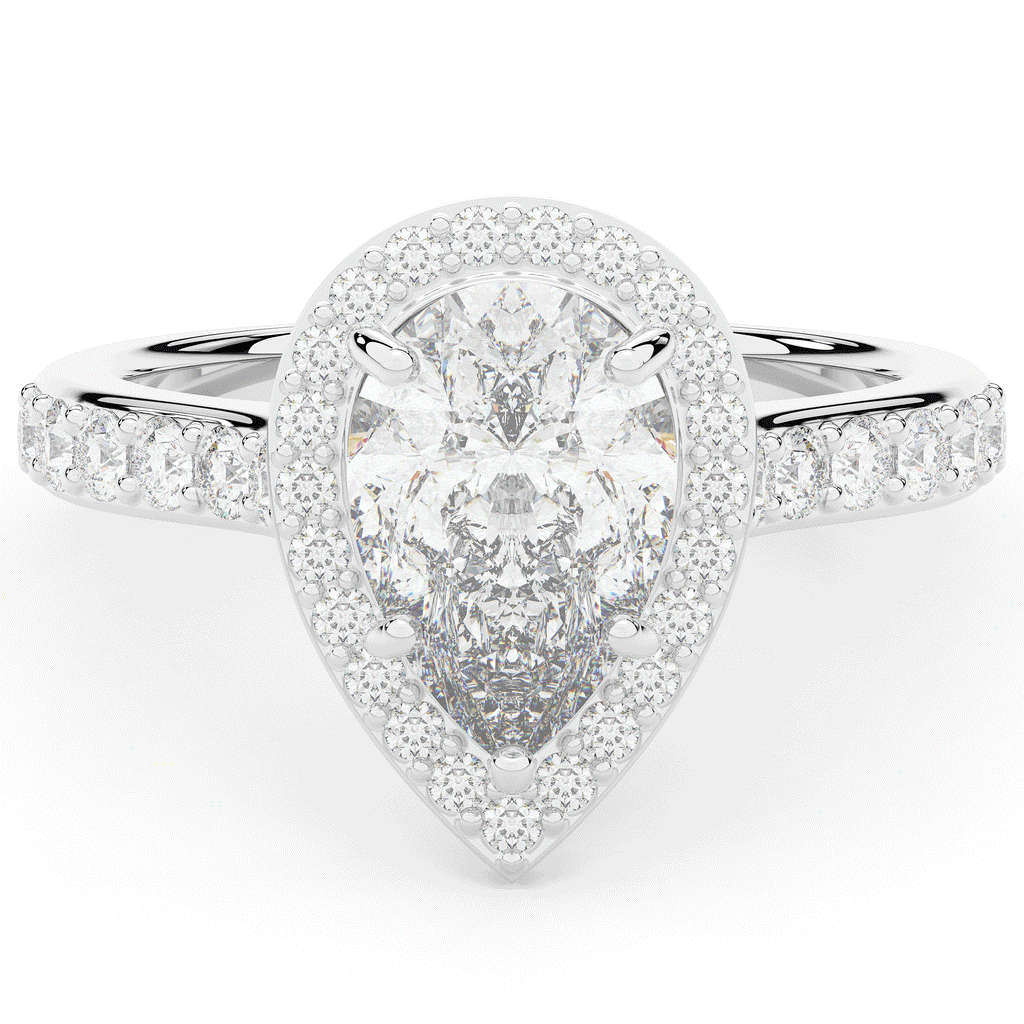 2.50CT.TW PEAR LAB DIAMOND HALO ENGAGEMENT RING - Nazarelle