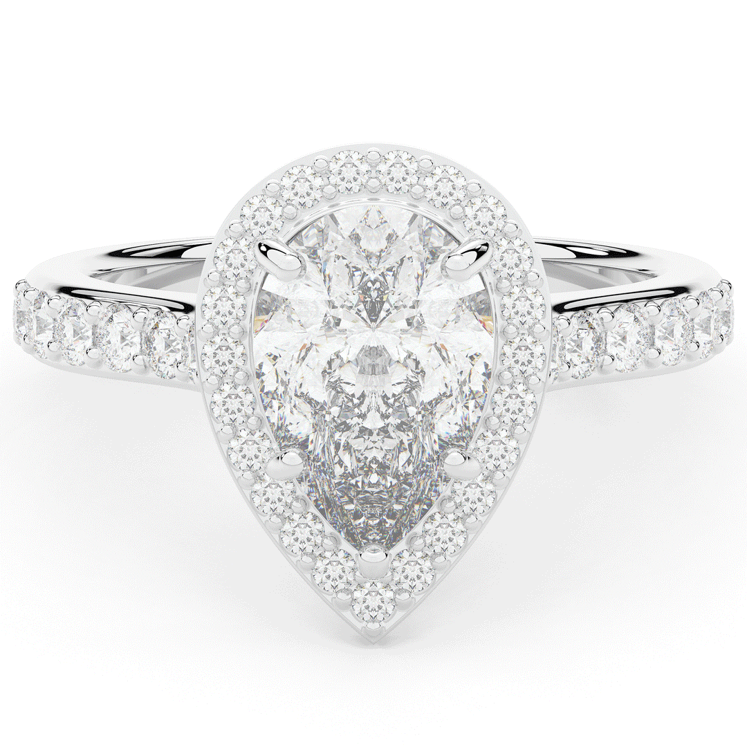 2.50CT.TW PEAR LAB DIAMOND HALO ENGAGEMENT RING - Nazarelle