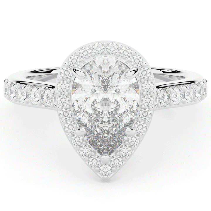 2.50CT.TW PEAR LAB DIAMOND HALO ENGAGEMENT RING - Nazarelle