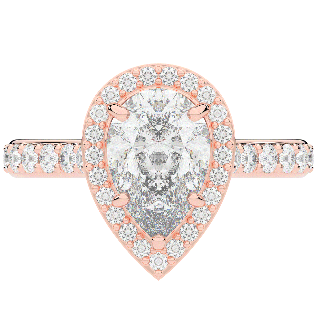 2.50CT.TW PEAR LAB DIAMOND HALO ENGAGEMENT RING - Nazarelle