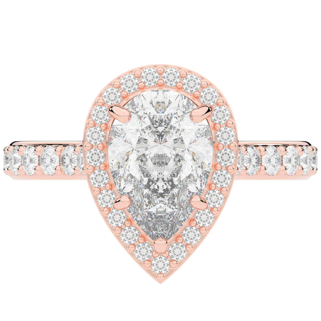 2.50CT.TW PEAR LAB DIAMOND HALO ENGAGEMENT RING - Nazarelle