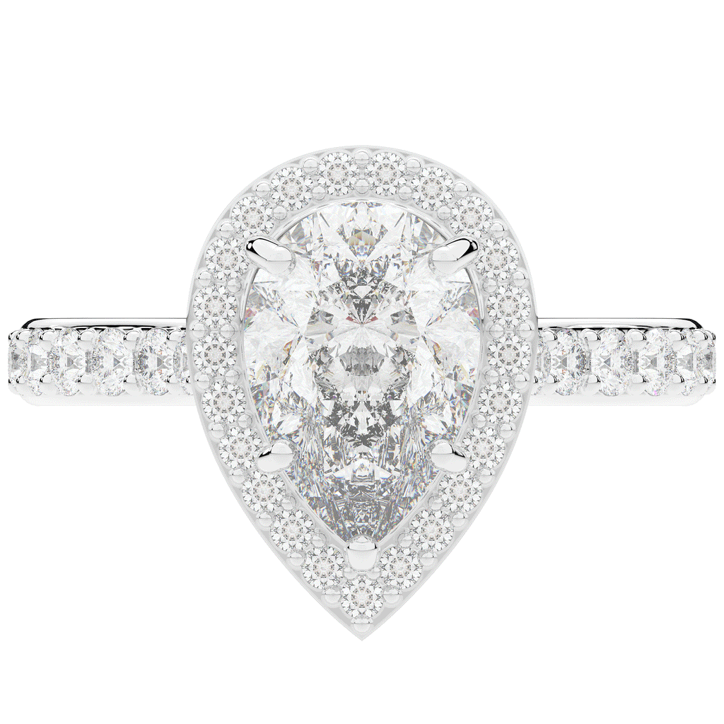 2.50CT.TW PEAR LAB DIAMOND HALO ENGAGEMENT RING - Nazarelle