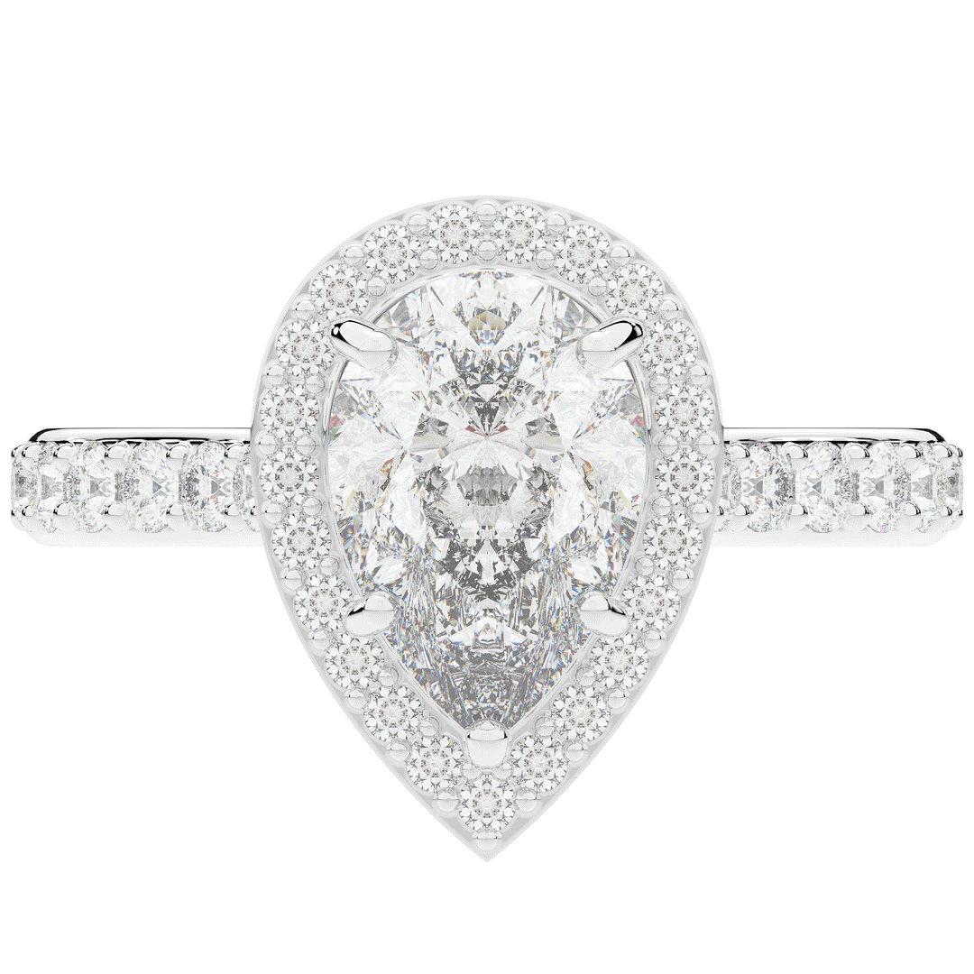 2.50CT.TW PEAR LAB DIAMOND HALO ENGAGEMENT RING - Nazarelle