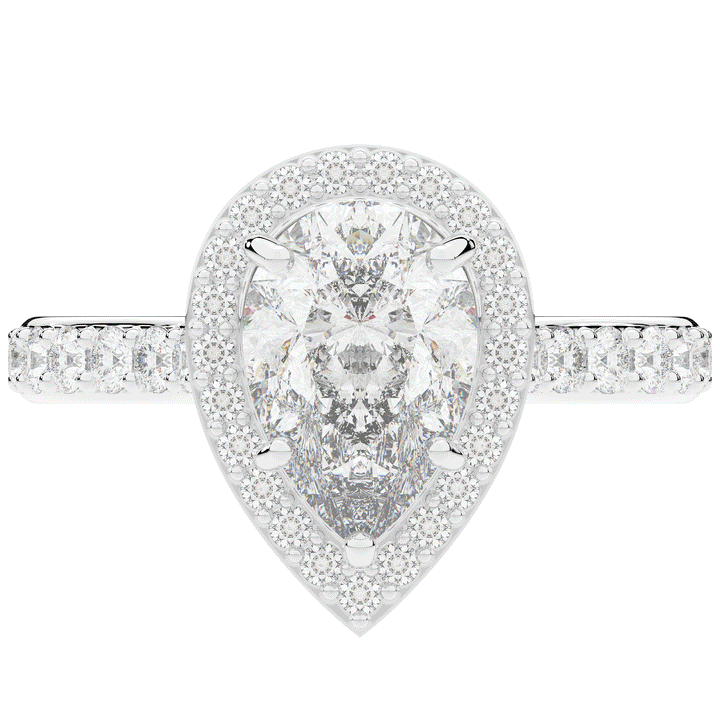 2.50CT.TW PEAR LAB DIAMOND HALO ENGAGEMENT RING - Nazarelle