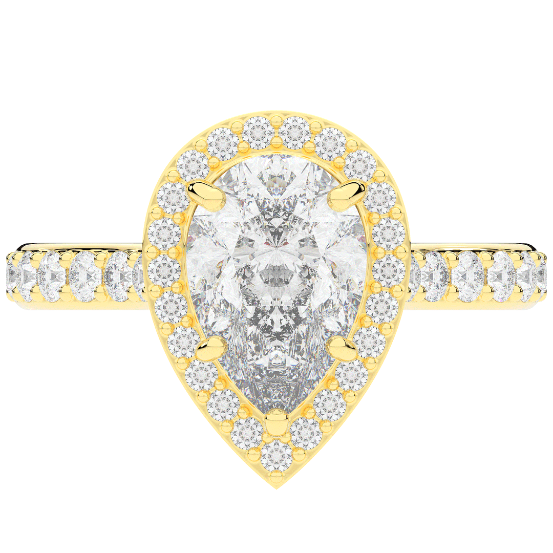 2.50CT.TW PEAR LAB DIAMOND HALO ENGAGEMENT RING - Nazarelle