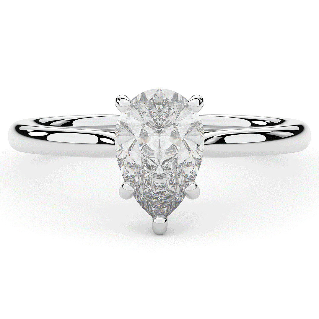 1.00CT PEAR LAB DIAMOND SOLITAIRE ENGAGEMENT RING - Nazarelle