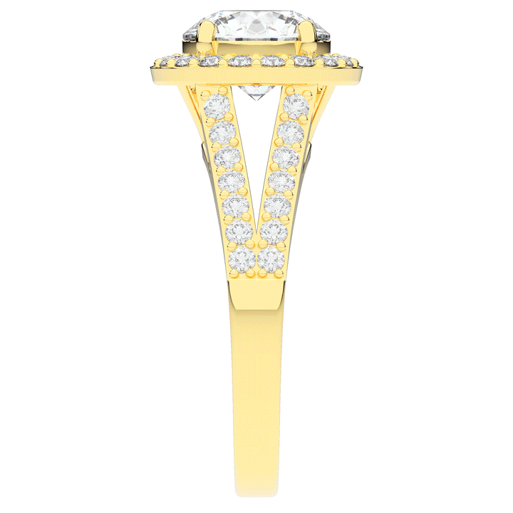 2.50CT.TW ROUND LAB DIAMOND SPLIT SHANK HALO ENGAGEMENT RING - Nazarelle