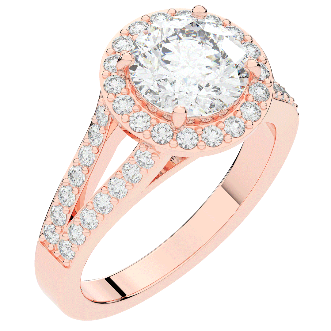 2.50CT.TW ROUND LAB DIAMOND SPLIT SHANK HALO ENGAGEMENT RING - Nazarelle
