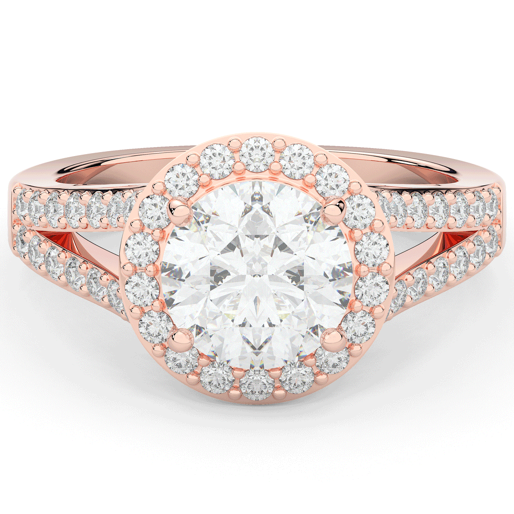 2.50CT.TW ROUND LAB DIAMOND SPLIT SHANK HALO ENGAGEMENT RING - Nazarelle