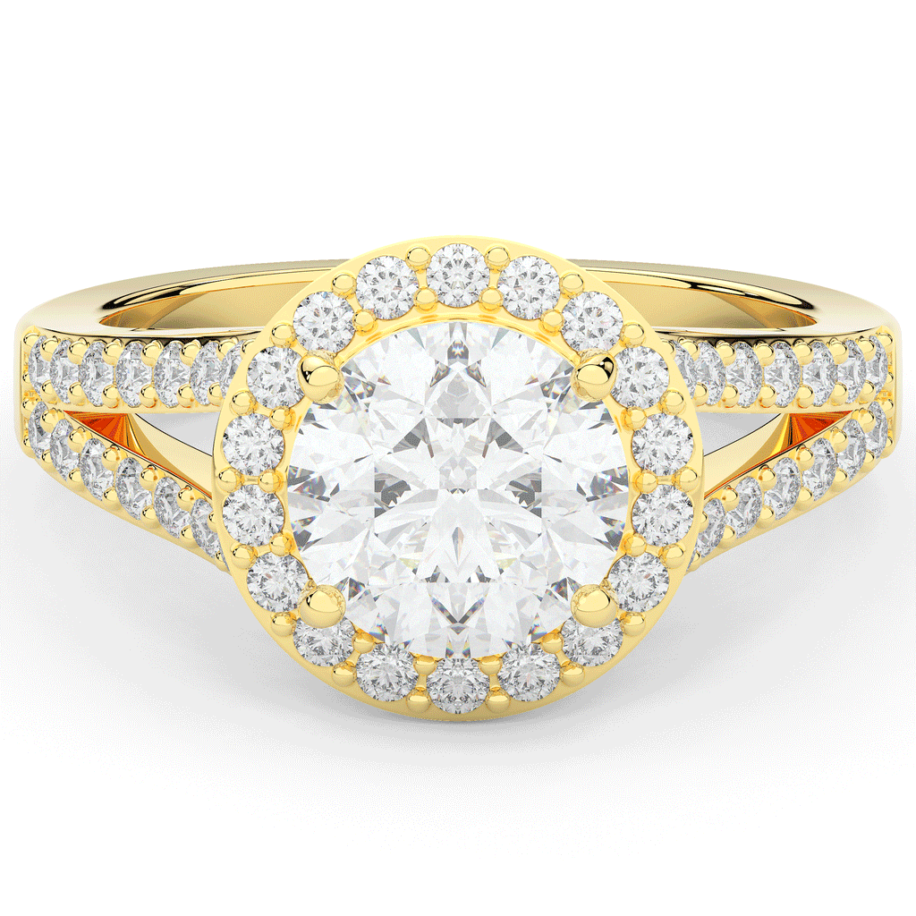 2.50CT.TW ROUND LAB DIAMOND SPLIT SHANK HALO ENGAGEMENT RING - Nazarelle