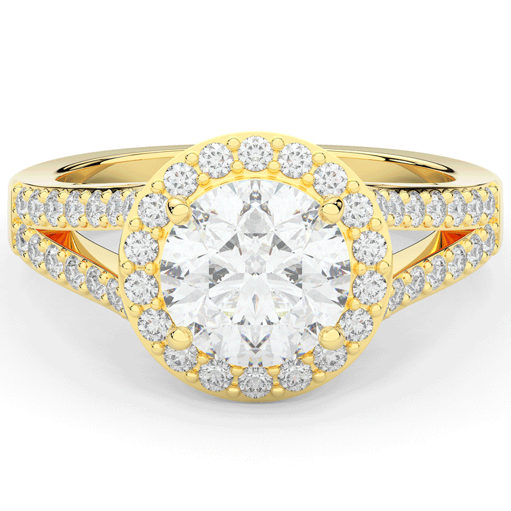 2.50CT.TW ROUND LAB DIAMOND SPLIT SHANK HALO ENGAGEMENT RING - Nazarelle