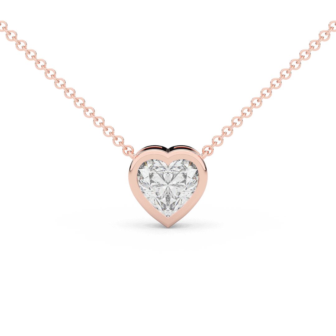 2.00CT HEART LAB DIAMOND BEZEL SET PENDANT - Nazarelle