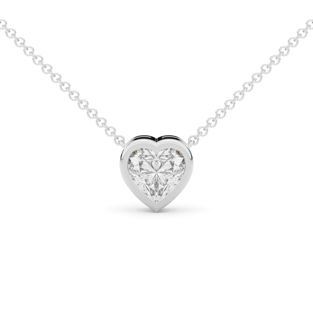 2.00CT HEART LAB DIAMOND BEZEL SET PENDANT - Nazarelle