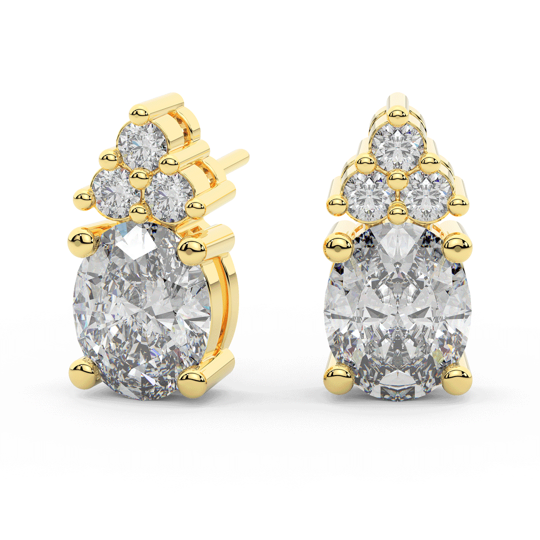 3.0CT.TW OVAL AND ROUND LAB DIAMOND STUD EARRINGS - Nazarelle