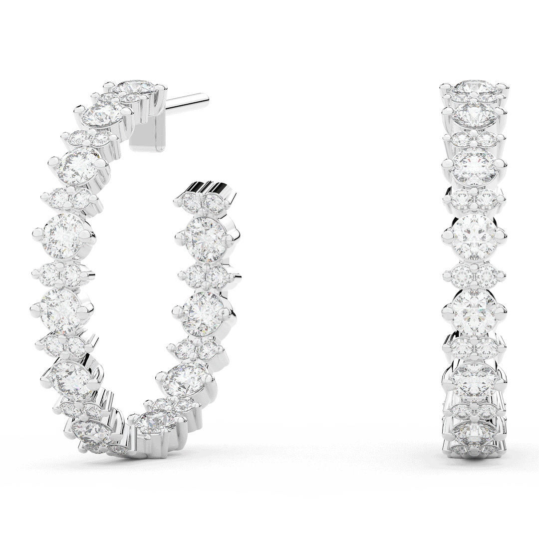 1.80CT.TW ROUND LAB DIAMOND HOOP EARRINGS - Nazarelle