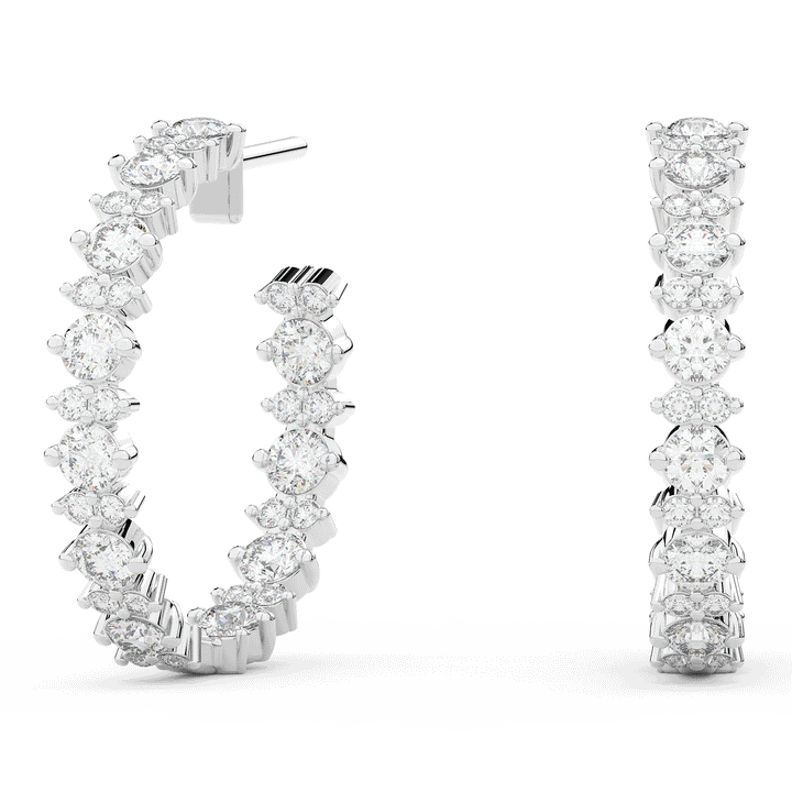 1.80CT.TW ROUND LAB DIAMOND HOOP EARRINGS - Nazarelle