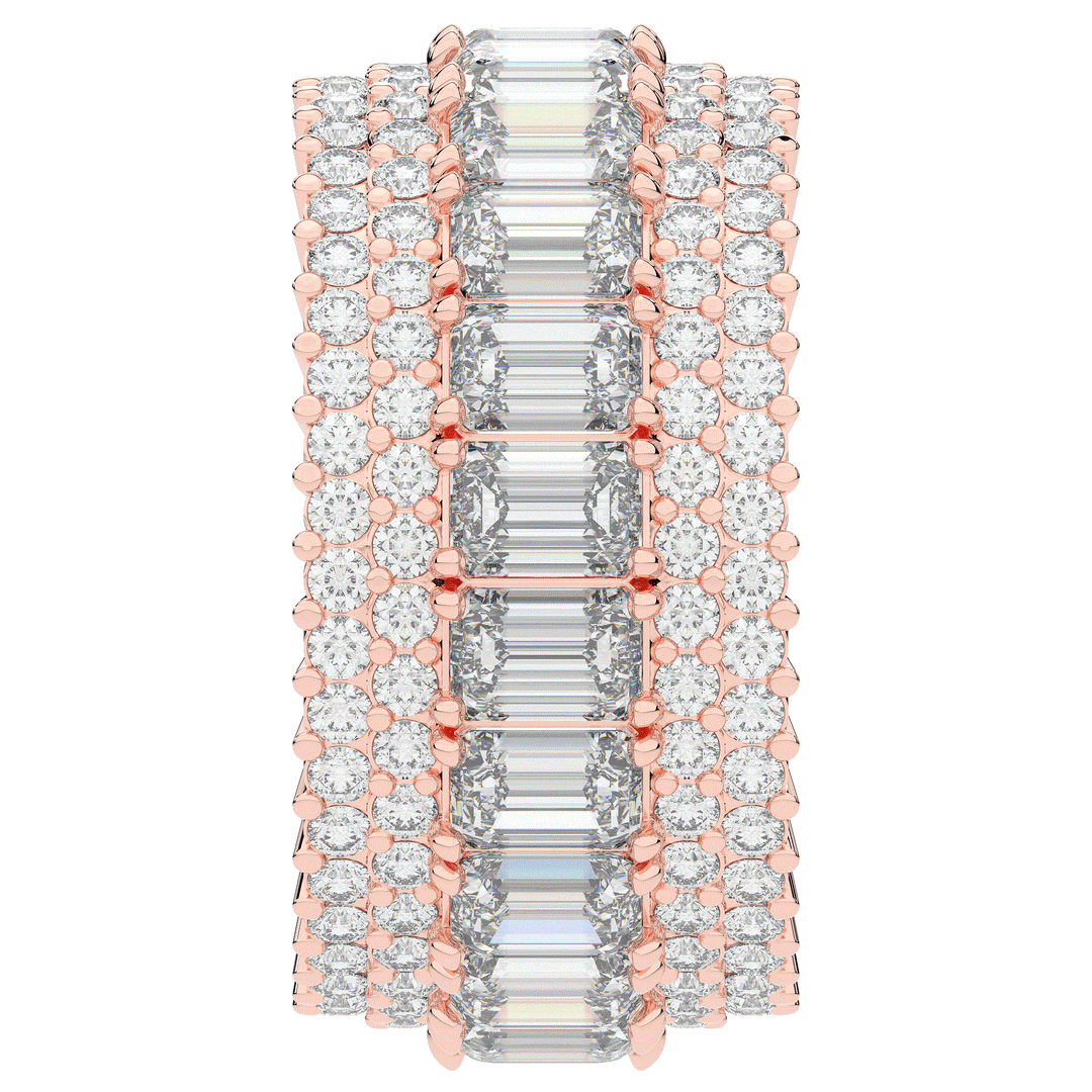 7.00CT.TW EMERALD CUT AND ROUND LAB DIAMOND ETERNITY WEDDING BAND - Nazarelle