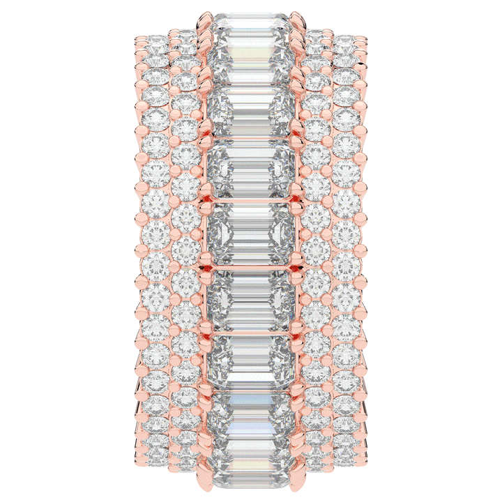 7.00CT.TW EMERALD CUT AND ROUND LAB DIAMOND ETERNITY WEDDING BAND - Nazarelle