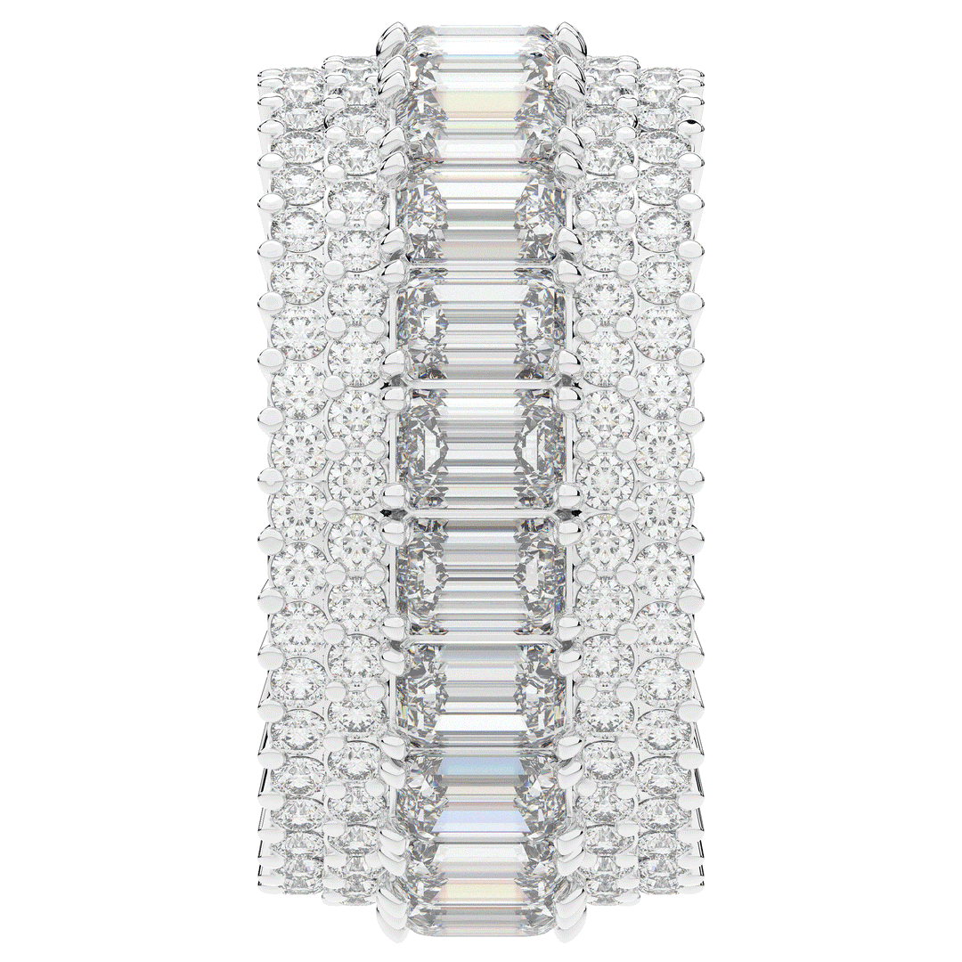 7.00CT.TW EMERALD CUT AND ROUND LAB DIAMOND ETERNITY WEDDING BAND - Nazarelle