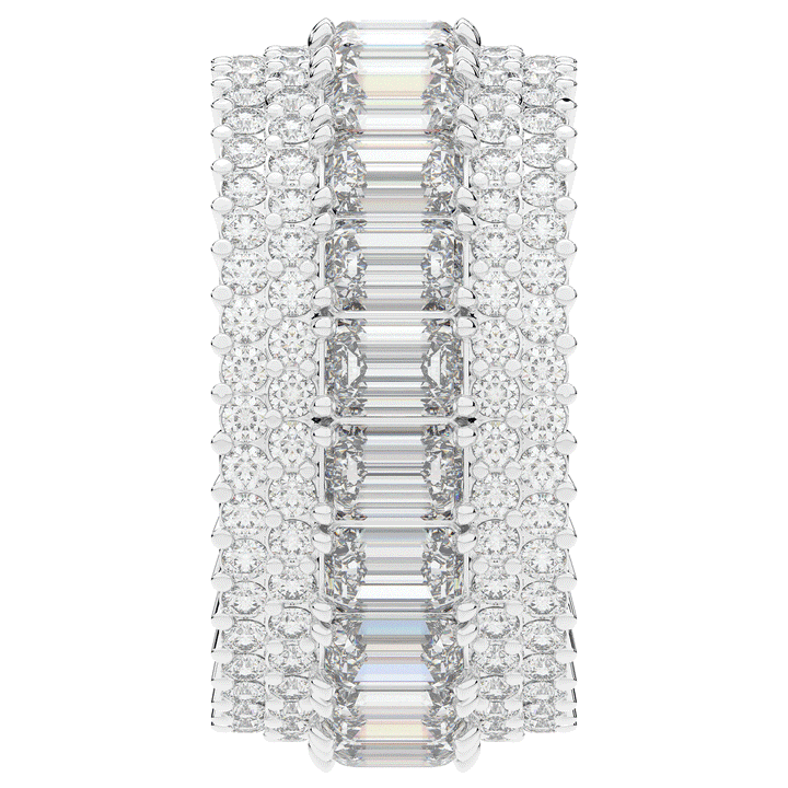 7.00CT.TW EMERALD CUT AND ROUND LAB DIAMOND ETERNITY WEDDING BAND - Nazarelle