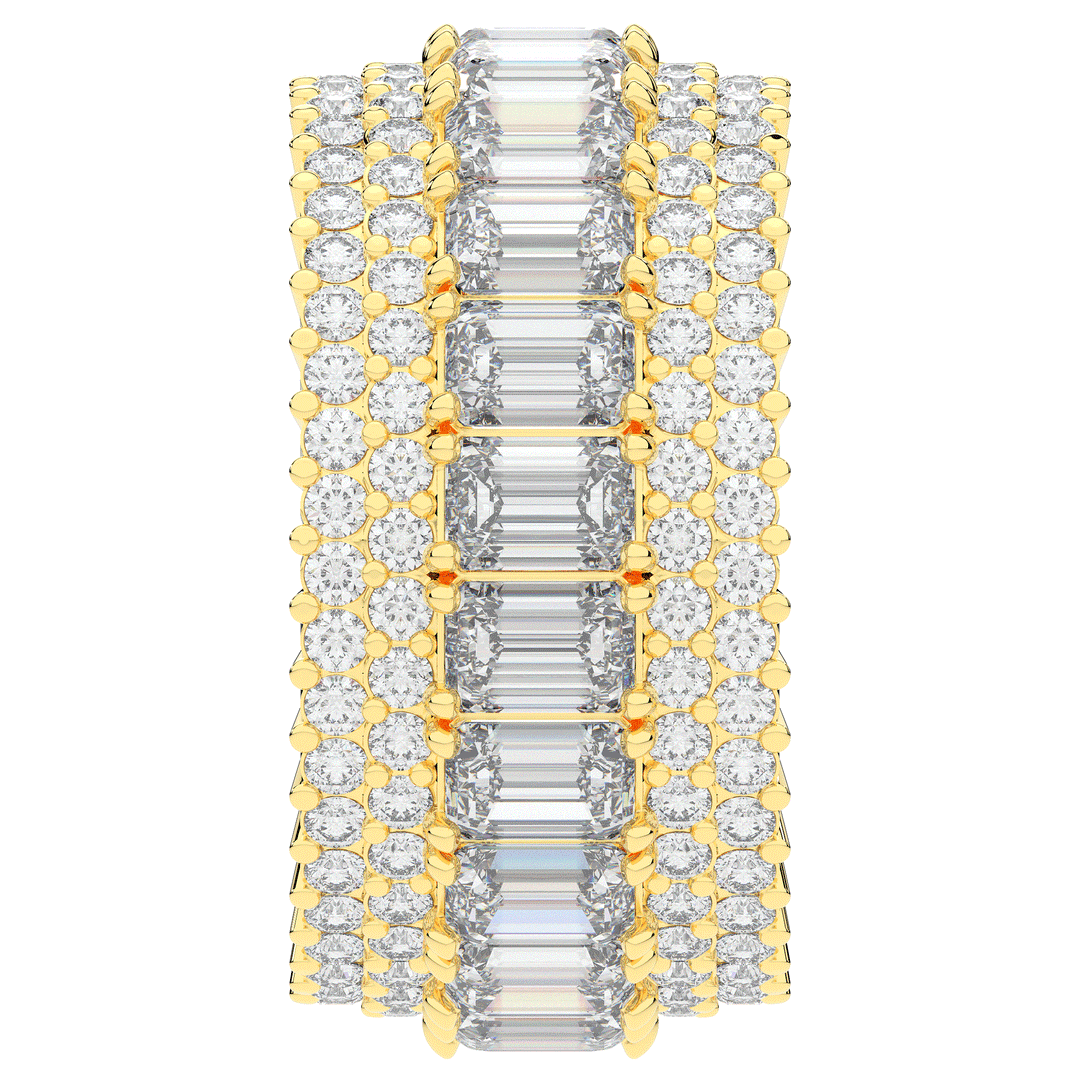 7.00CT.TW EMERALD CUT AND ROUND LAB DIAMOND ETERNITY WEDDING BAND - Nazarelle