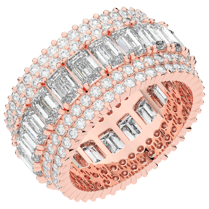 7.00CT.TW EMERALD CUT AND ROUND LAB DIAMOND ETERNITY WEDDING BAND - Nazarelle
