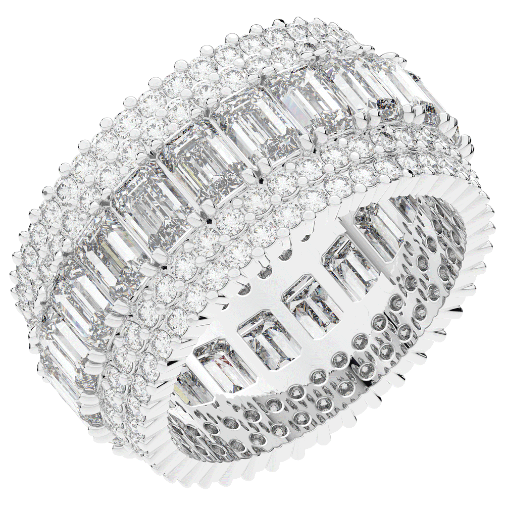 7.00CT.TW EMERALD CUT AND ROUND LAB DIAMOND ETERNITY WEDDING BAND - Nazarelle