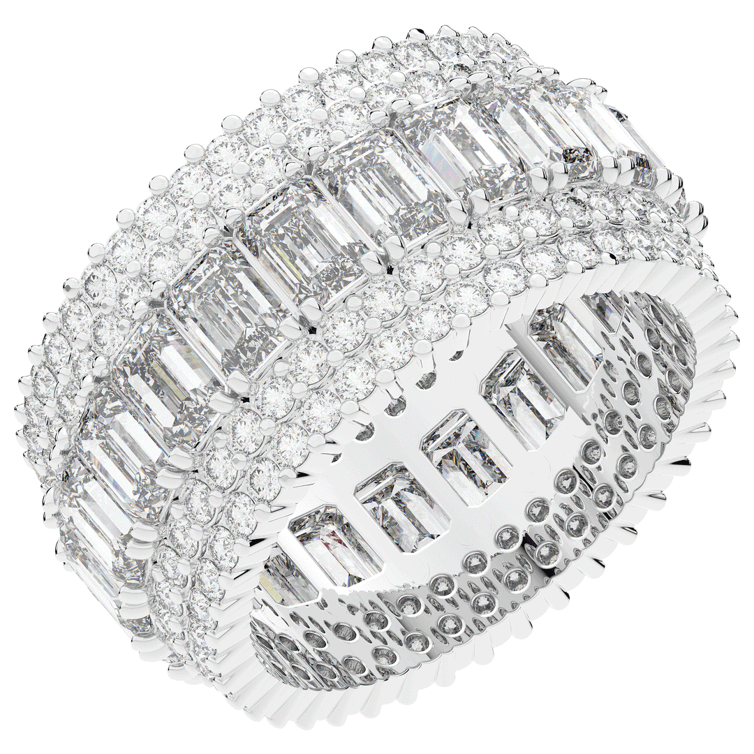 7.00CT.TW EMERALD CUT AND ROUND LAB DIAMOND ETERNITY WEDDING BAND - Nazarelle