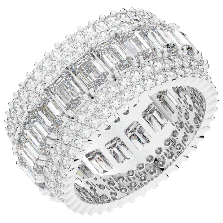 7.00CT.TW EMERALD CUT AND ROUND LAB DIAMOND ETERNITY WEDDING BAND - Nazarelle