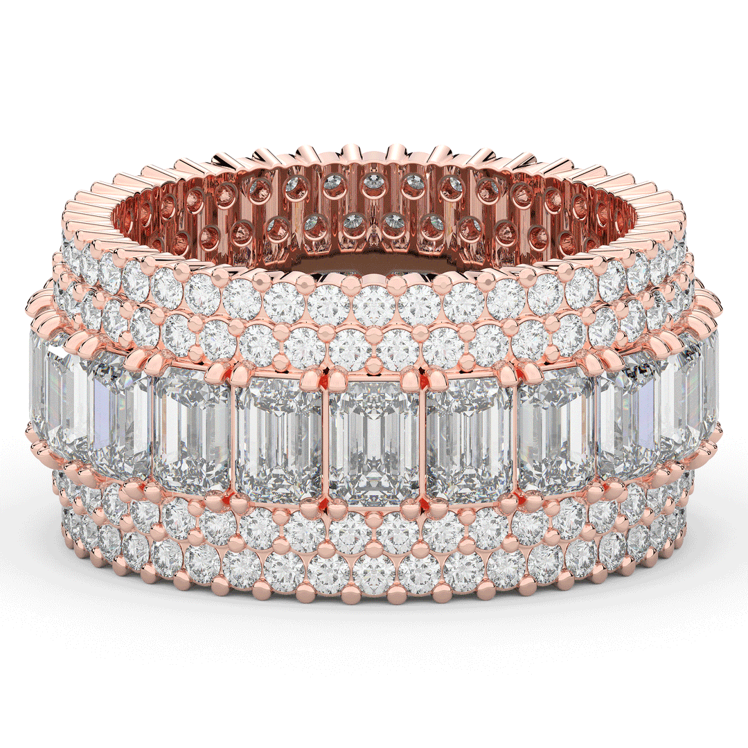 7.00CT.TW EMERALD CUT AND ROUND LAB DIAMOND ETERNITY WEDDING BAND - Nazarelle