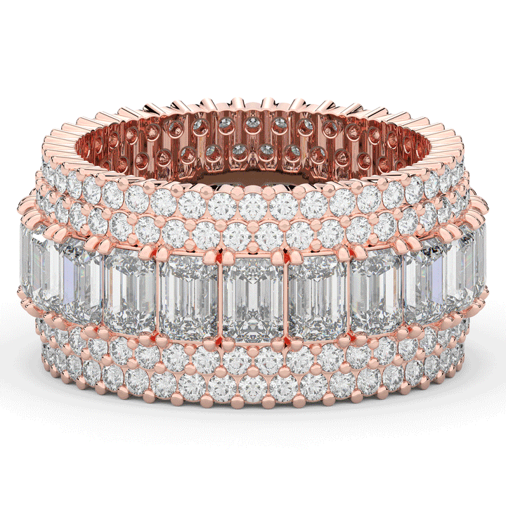 7.00CT.TW EMERALD CUT AND ROUND LAB DIAMOND ETERNITY WEDDING BAND - Nazarelle