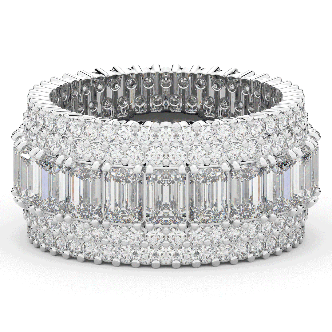 7.00CT.TW EMERALD CUT AND ROUND LAB DIAMOND ETERNITY WEDDING BAND - Nazarelle