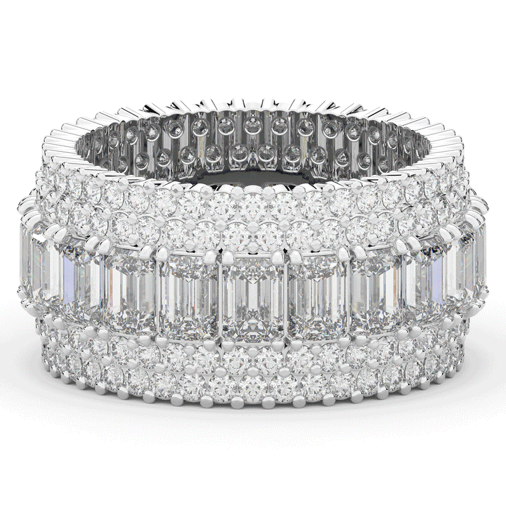 7.00CT.TW EMERALD CUT AND ROUND LAB DIAMOND ETERNITY WEDDING BAND - Nazarelle