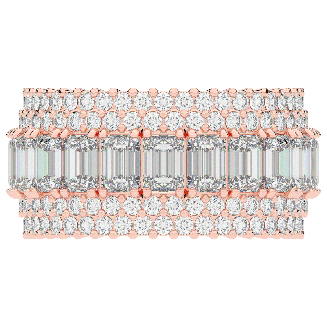 7.00CT.TW EMERALD CUT AND ROUND LAB DIAMOND ETERNITY WEDDING BAND - Nazarelle