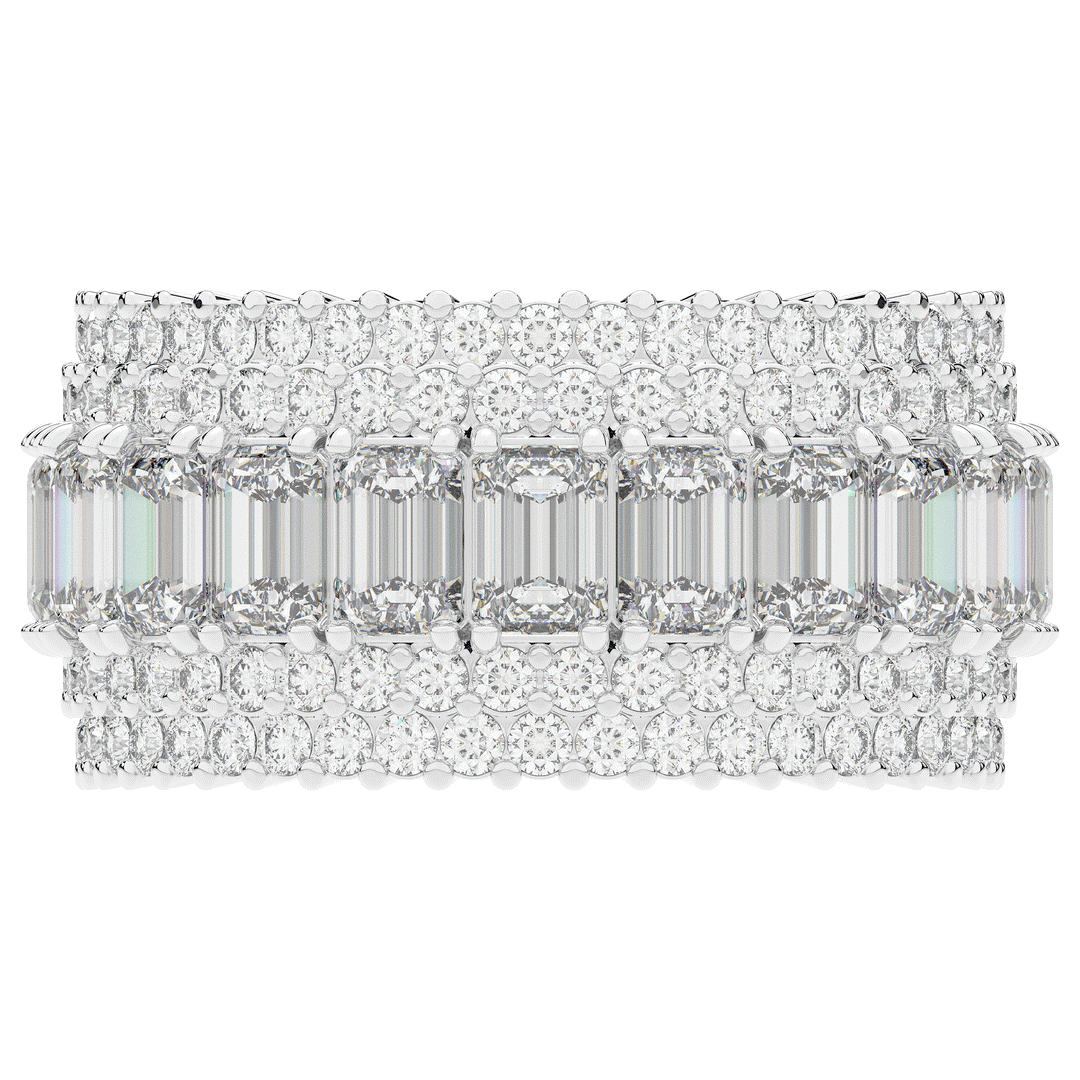 7.00CT.TW EMERALD CUT AND ROUND LAB DIAMOND ETERNITY WEDDING BAND - Nazarelle