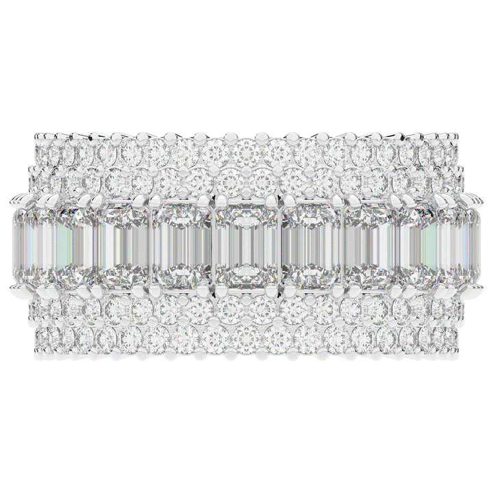 7.00CT.TW EMERALD CUT AND ROUND LAB DIAMOND ETERNITY WEDDING BAND - Nazarelle
