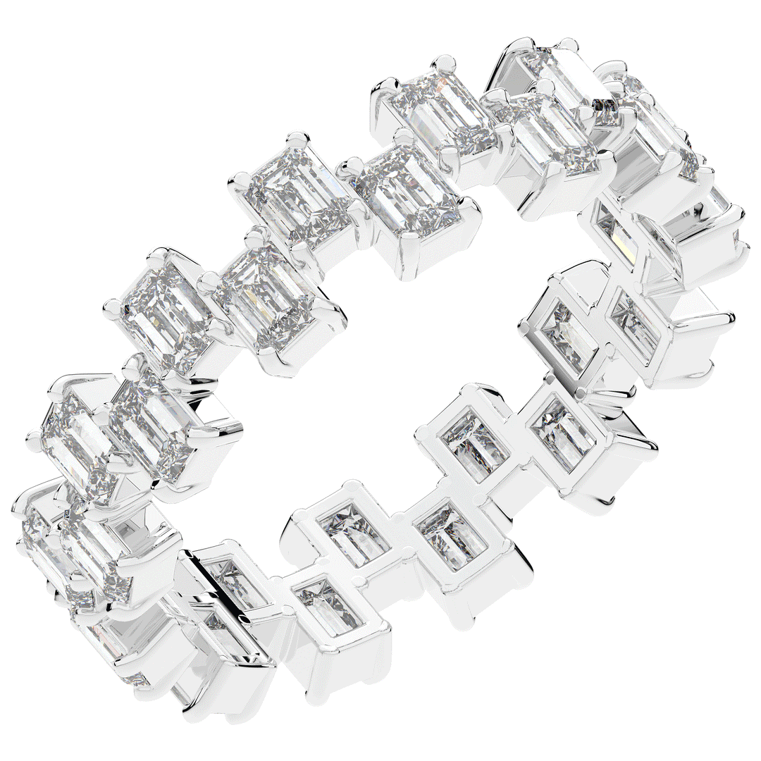 2.60CT.TW EMERALD CUT LAB DIAMOND ETERNITY WEDDING BAND - Nazarelle