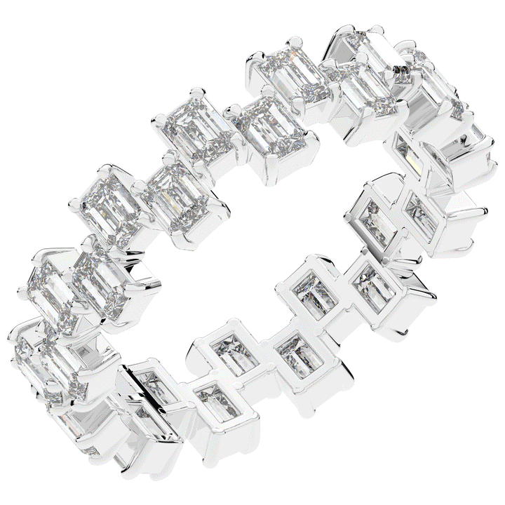 2.60CT.TW EMERALD CUT LAB DIAMOND ETERNITY WEDDING BAND - Nazarelle