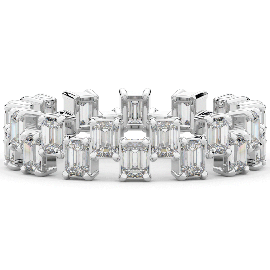 2.60CT.TW EMERALD CUT LAB DIAMOND ETERNITY WEDDING BAND - Nazarelle