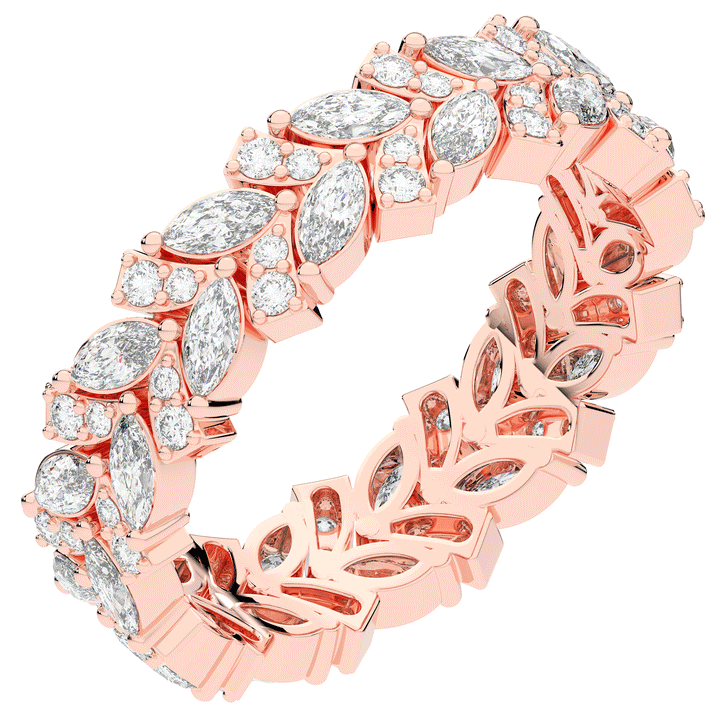 1.50CT.TW MARQUISE AND ROUND LAB DIAMOND ETERNITY WEDDING BAND - Nazarelle