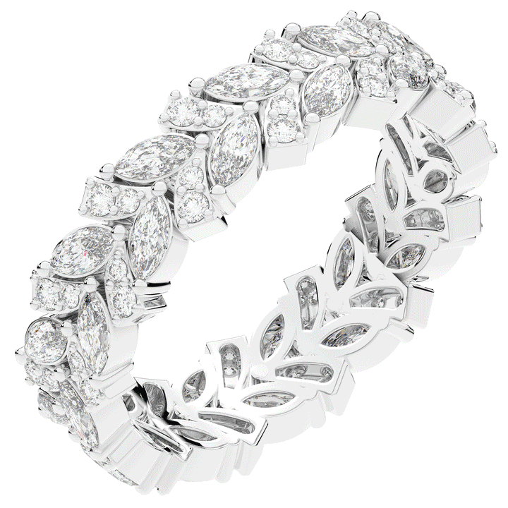 1.50CT.TW MARQUISE AND ROUND LAB DIAMOND ETERNITY WEDDING BAND - Nazarelle