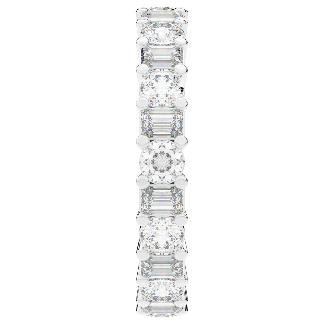 2.00CT.TW EMERALD CUT AND ROUND LAB DIAMOND ETERNITY WEDDING BAND - Nazarelle
