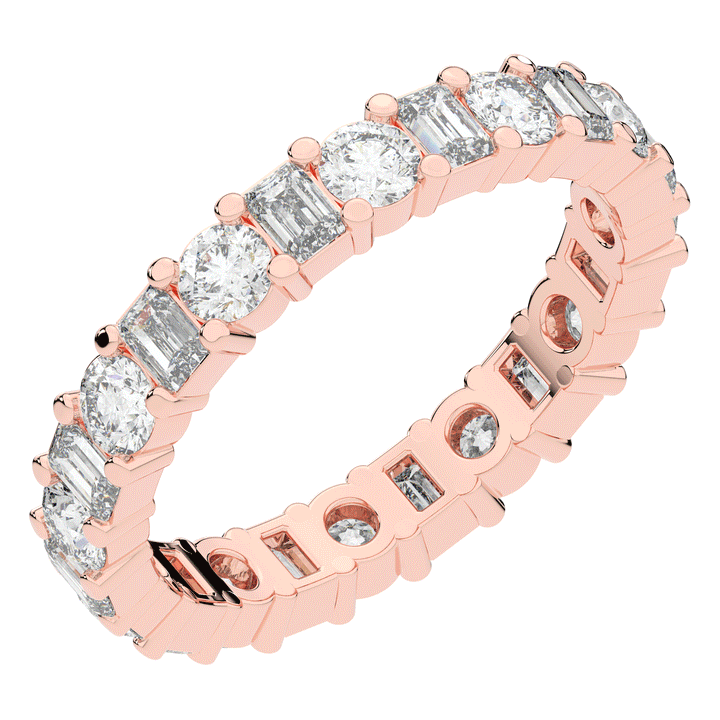 2.00CT.TW EMERALD CUT AND ROUND LAB DIAMOND ETERNITY WEDDING BAND - Nazarelle