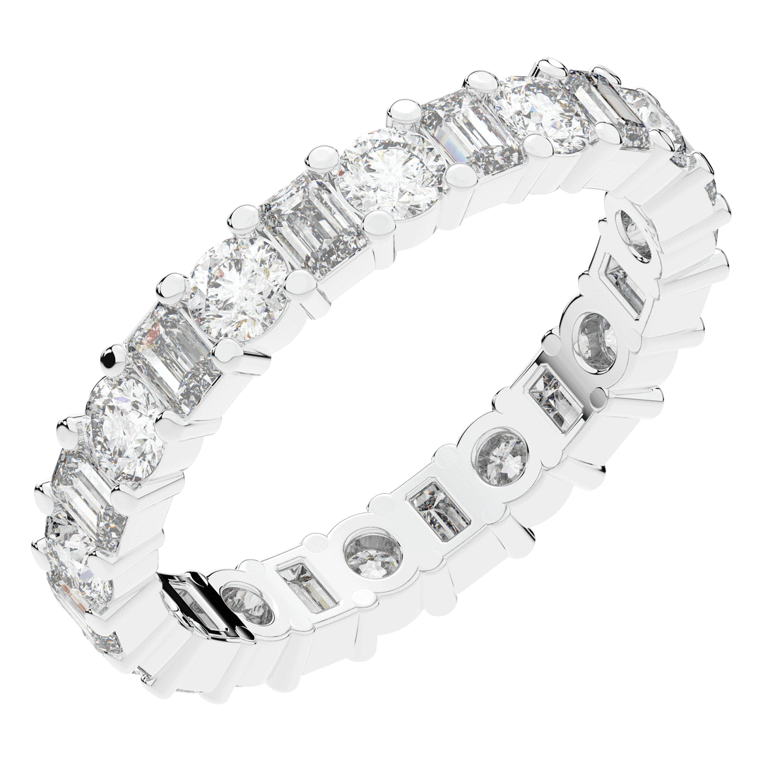 2.00CT.TW EMERALD CUT AND ROUND LAB DIAMOND ETERNITY WEDDING BAND - Nazarelle