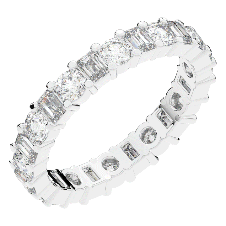 2.00CT.TW EMERALD CUT AND ROUND LAB DIAMOND ETERNITY WEDDING BAND - Nazarelle