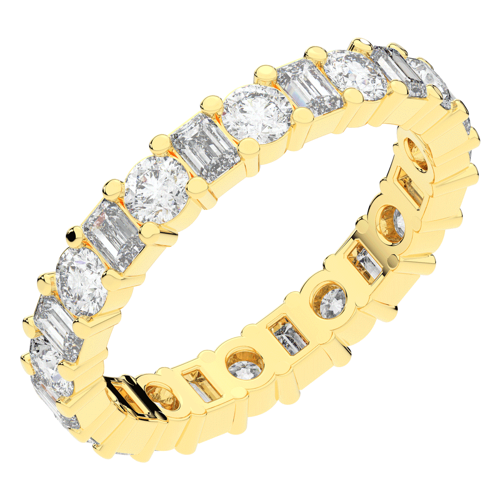 2.00CT.TW EMERALD CUT AND ROUND LAB DIAMOND ETERNITY WEDDING BAND - Nazarelle